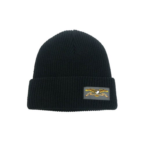 ANTIHERO KNITCAP アンチヒーロー ニットキャップ FULL EAGLE LABEL CUFF BEANIE BLACK スケートボード スケボー 