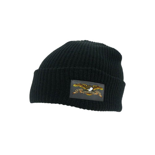 ANTIHERO KNITCAP アンチヒーロー ニットキャップ FULL EAGLE LABEL CUFF BEANIE BLACK スケートボード スケボー 1
