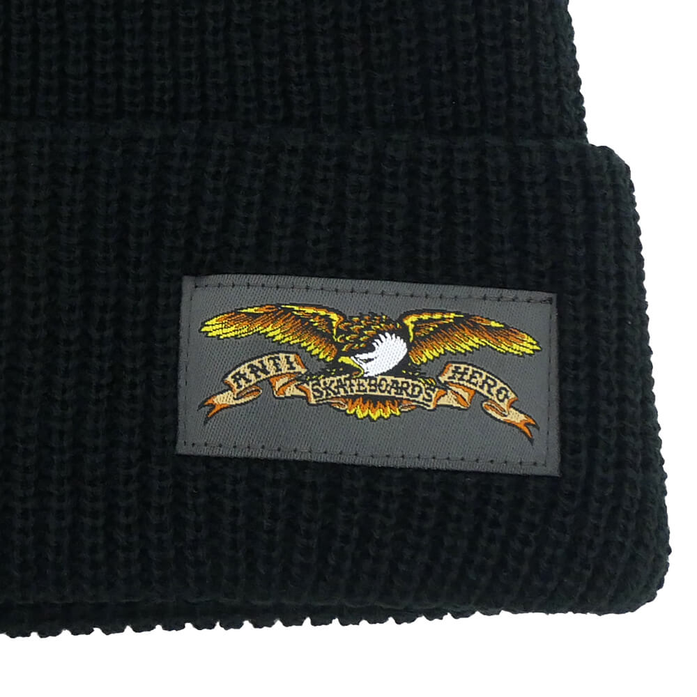 ANTIHERO KNITCAP アンチヒーロー ニットキャップ FULL EAGLE LABEL CUFF BEANIE BLACK スケートボード スケボー 2