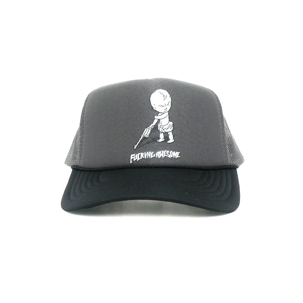 FUCKING AWESOME MESHCAP ファッキンオーサム メッシュキャップ GUN BABY SOFTFOAM TRUCKER GREY/BLACK スケートボード スケボー 1
