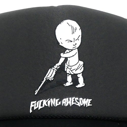FUCKING AWESOME MESHCAP ファッキンオーサム メッシュキャップ GUN BABY SOFTFOAM TRUCKER GREY/BLACK スケートボード スケボー 4