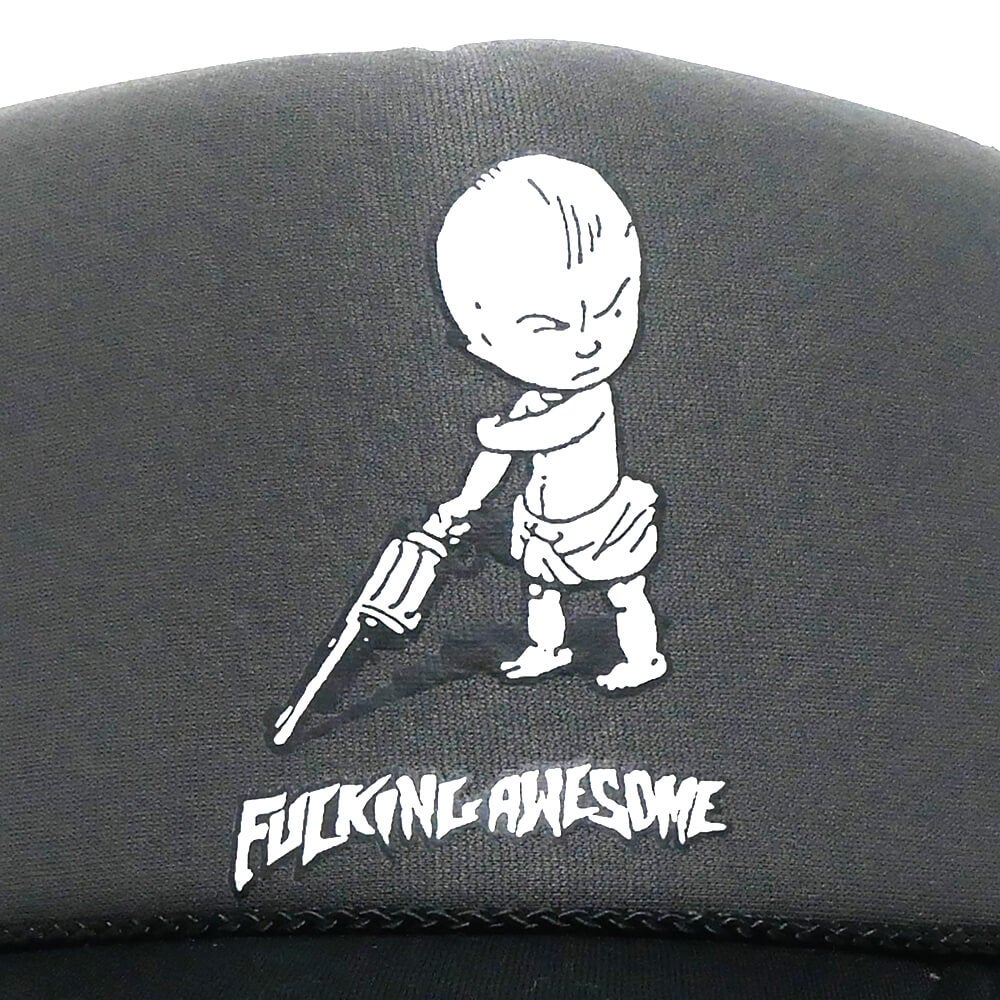 FUCKING AWESOME MESHCAP ファッキンオーサム メッシュキャップ GUN BABY SOFTFOAM TRUCKER GREY/BLACK スケートボード スケボー 4