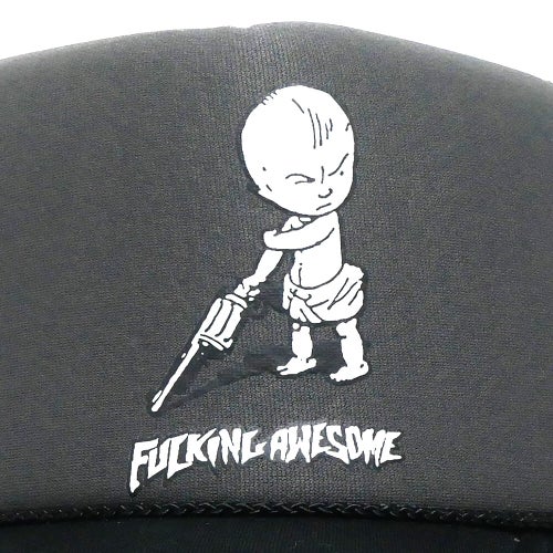 FUCKING AWESOME MESHCAP ファッキンオーサム メッシュキャップ GUN BABY SOFTFOAM TRUCKER GREY/BLACK スケートボード スケボー 4