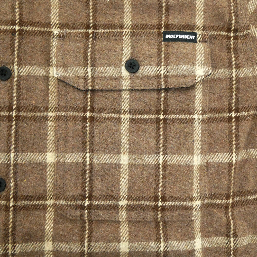 INDEPENDENT LONG SLEEVE インディペンデント 長袖シャツ BELMONT FLANNEL SHIRTS BROWN/TAN スケートボード スケボー 2