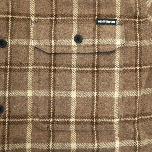INDEPENDENT LONG SLEEVE インディペンデント 長袖シャツ BELMONT FLANNEL SHIRTS BROWN/TAN スケートボード スケボー 2
