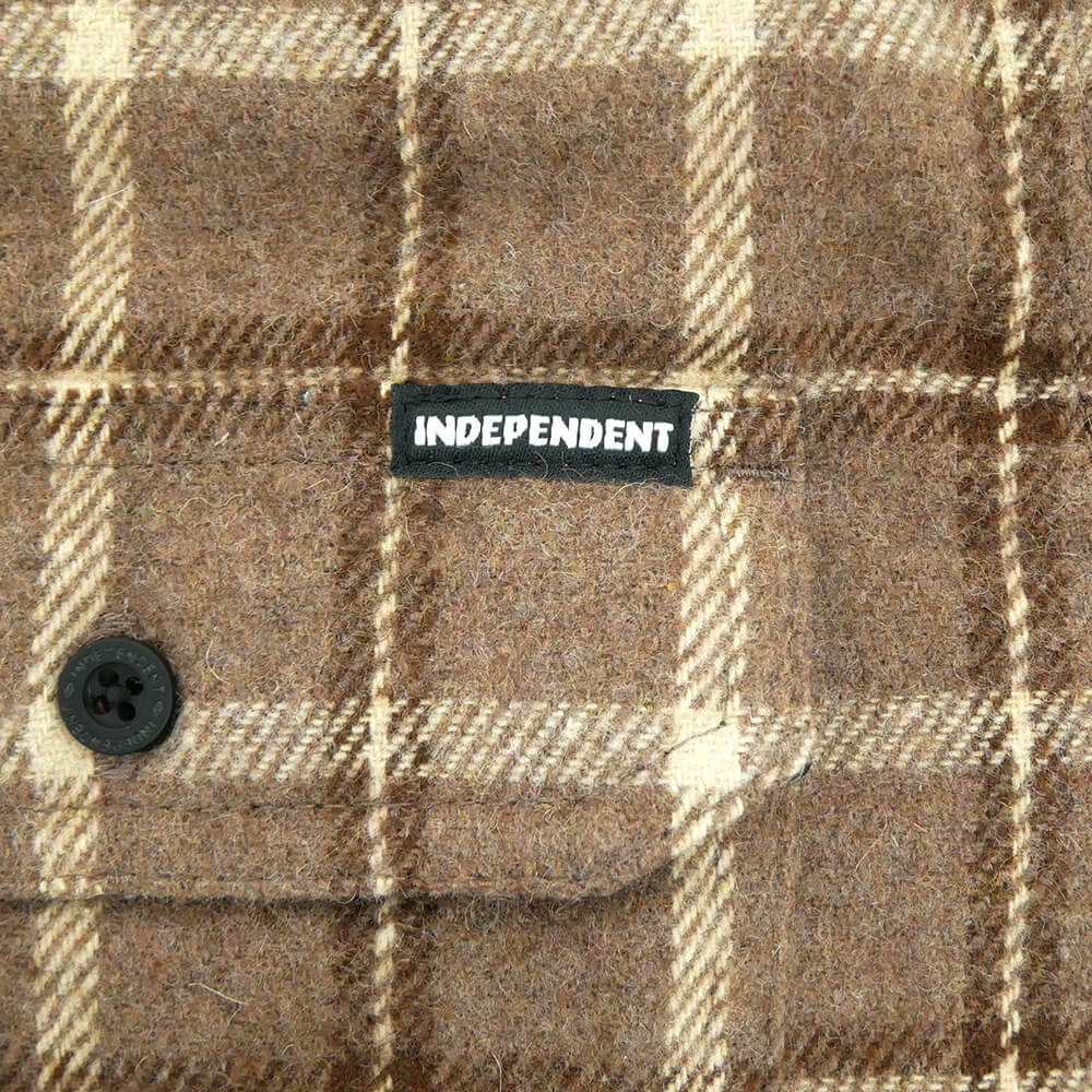 INDEPENDENT LONG SLEEVE インディペンデント 長袖シャツ BELMONT FLANNEL SHIRTS BROWN/TAN スケートボード スケボー 3
