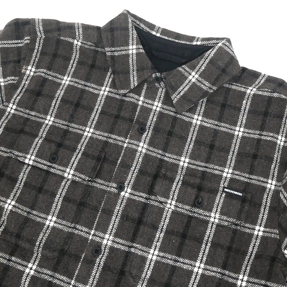  INDEPENDENT LONG SLEEVE インディペンデント 長袖シャツ BELMONT FLANNEL SHIRTS BLACK/WHITE スケートボード スケボー 1