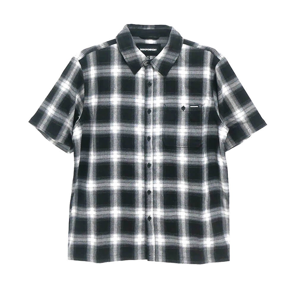 INDEPENDENT SHORT SLEEVE SHIRTS インディペンデント 半袖シャツ BELMONT FLANNEL BLACK/SMOKE スケートボード スケボー 