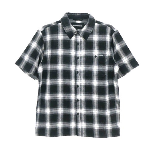 INDEPENDENT SHORT SLEEVE SHIRTS インディペンデント 半袖シャツ BELMONT FLANNEL BLACK/SMOKE スケートボード スケボー 