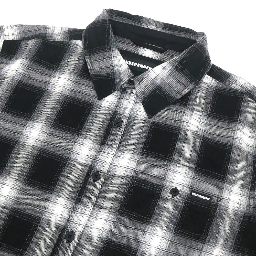 INDEPENDENT SHORT SLEEVE SHIRTS インディペンデント 半袖シャツ BELMONT FLANNEL BLACK/SMOKE スケートボード スケボー 1