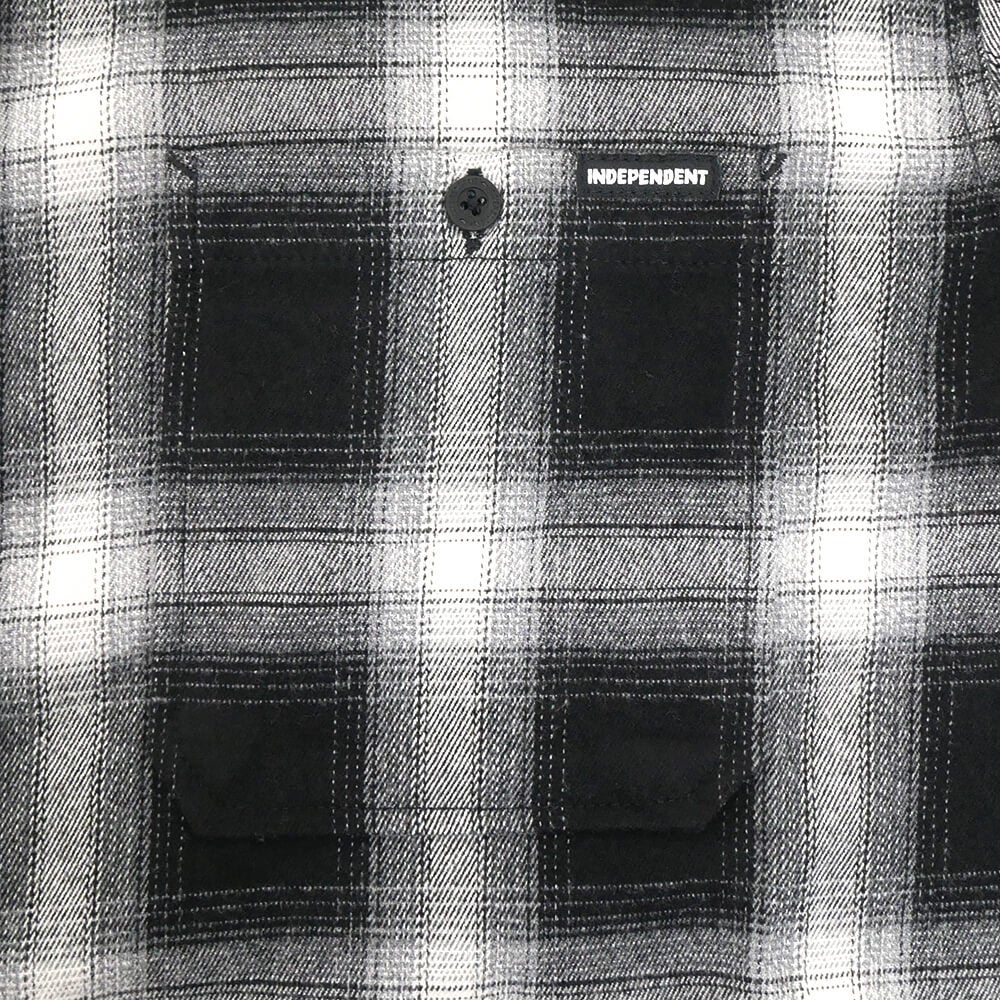 INDEPENDENT SHORT SLEEVE SHIRTS インディペンデント 半袖シャツ BELMONT FLANNEL BLACK/SMOKE スケートボード スケボー 2