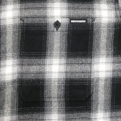 INDEPENDENT SHORT SLEEVE SHIRTS インディペンデント 半袖シャツ BELMONT FLANNEL BLACK/SMOKE スケートボード スケボー 2