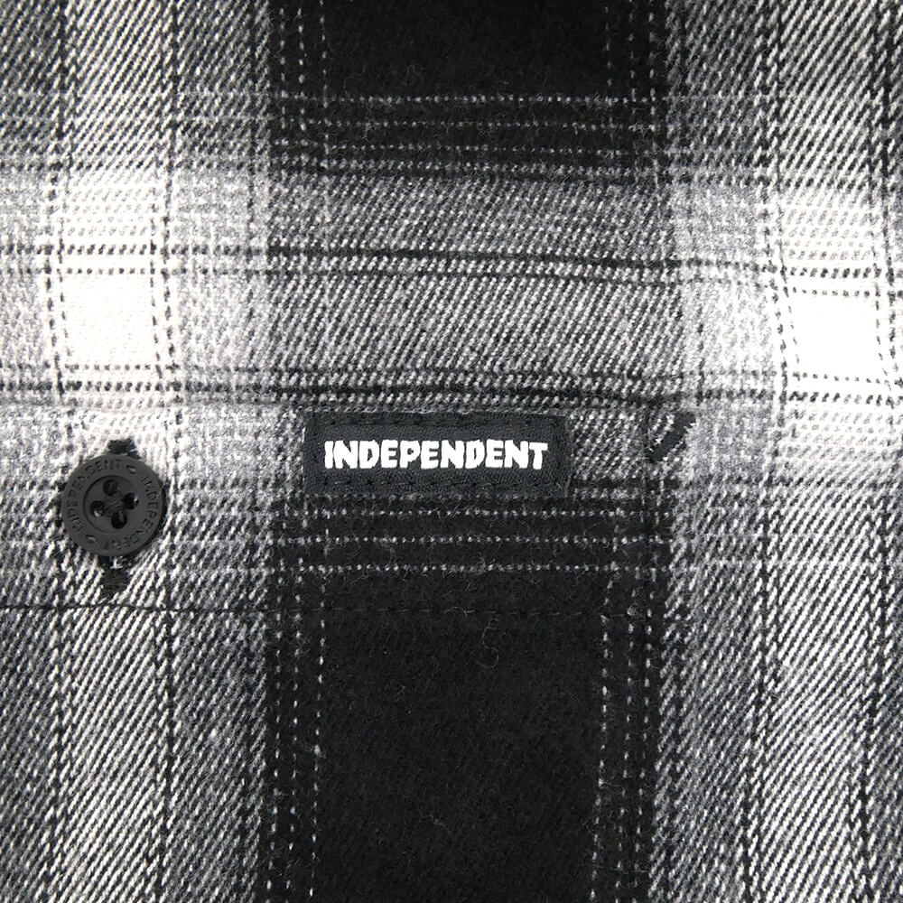 INDEPENDENT SHORT SLEEVE SHIRTS インディペンデント 半袖シャツ BELMONT FLANNEL BLACK/SMOKE スケートボード スケボー 3