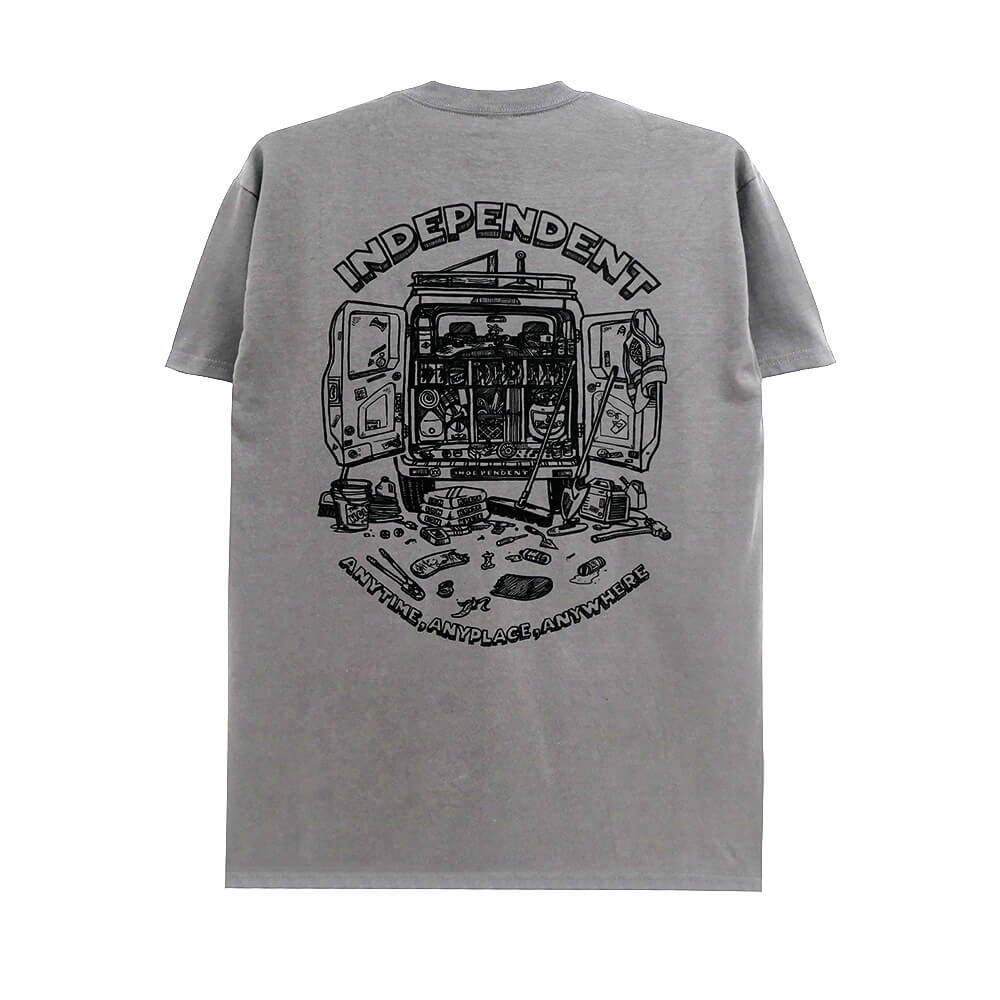  INDEPENDENT T-SHIRT インディペンデント Tシャツ ANYTIME ANYPLACE ANYWHER CHARCOAL スケートボード スケボー 