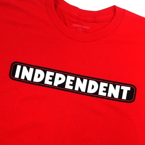 INDEPENDENT T-SHIRT インディペンデント Tシャツ BAR LOGO RED スケートボード スケボー 1