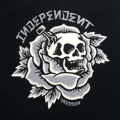 INDEPENDENT T-SHIRT インディペンデント Tシャツ DRESSEN SKULL ROSE BLACK スケートボード スケボー 3