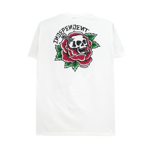 INDEPENDENT T-SHIRT インディペンデント Tシャツ DRESSEN SKULL ROSE WHITE スケートボード スケボー 