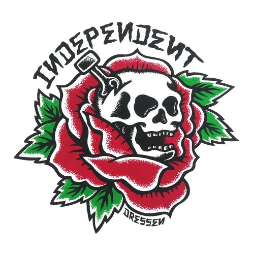  INDEPENDENT T-SHIRT インディペンデント Tシャツ DRESSEN SKULL ROSE WHITE スケートボード スケボー 3