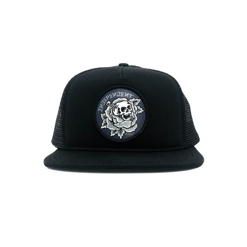 INDEPENDENT MESHCAP インディペンデント メッシュキャップ DRESSEN SKULL ROSE TRUCKER SNAPBACK BLACK スケートボード スケボー 1