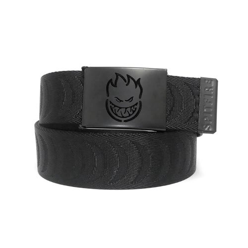 SPITFIRE BELT スピットファイヤー ベルト BIGHEAD CUTOUT CRESCENT JACQUARD WEB BLACK/BLACK スケートボード スケボー　1