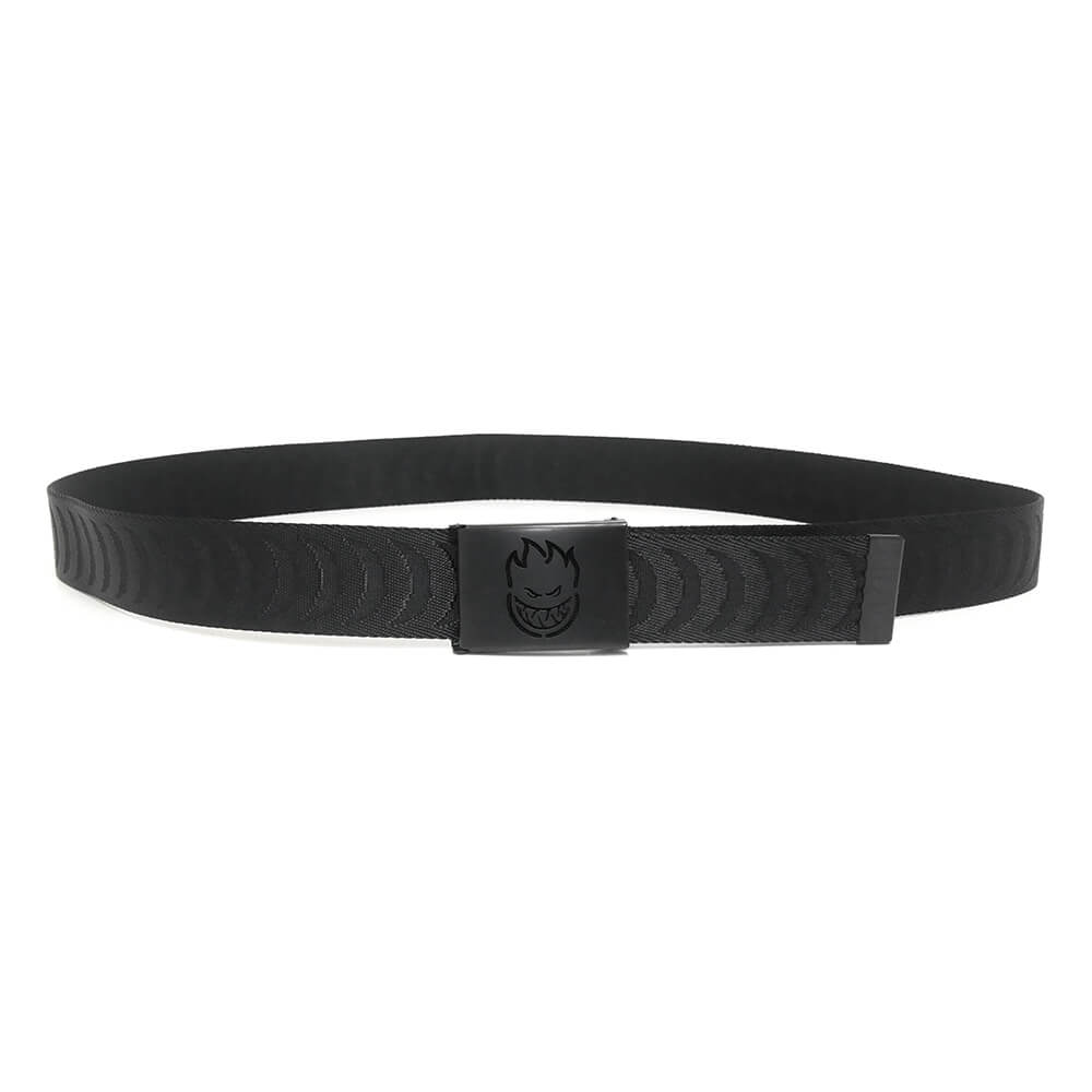 SPITFIRE BELT スピットファイヤー ベルト BIGHEAD CUTOUT CRESCENT JACQUARD WEB BLACK/BLACK スケートボード スケボー　2