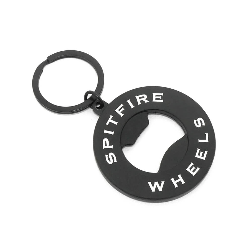 SPITFIRE KEYHOLDER スピットファイヤー キーホルダー CLASSIC SWIRL BOTTLE OPENER KEYCHAIN BLACK/WHITE スケートボード スケボー 2