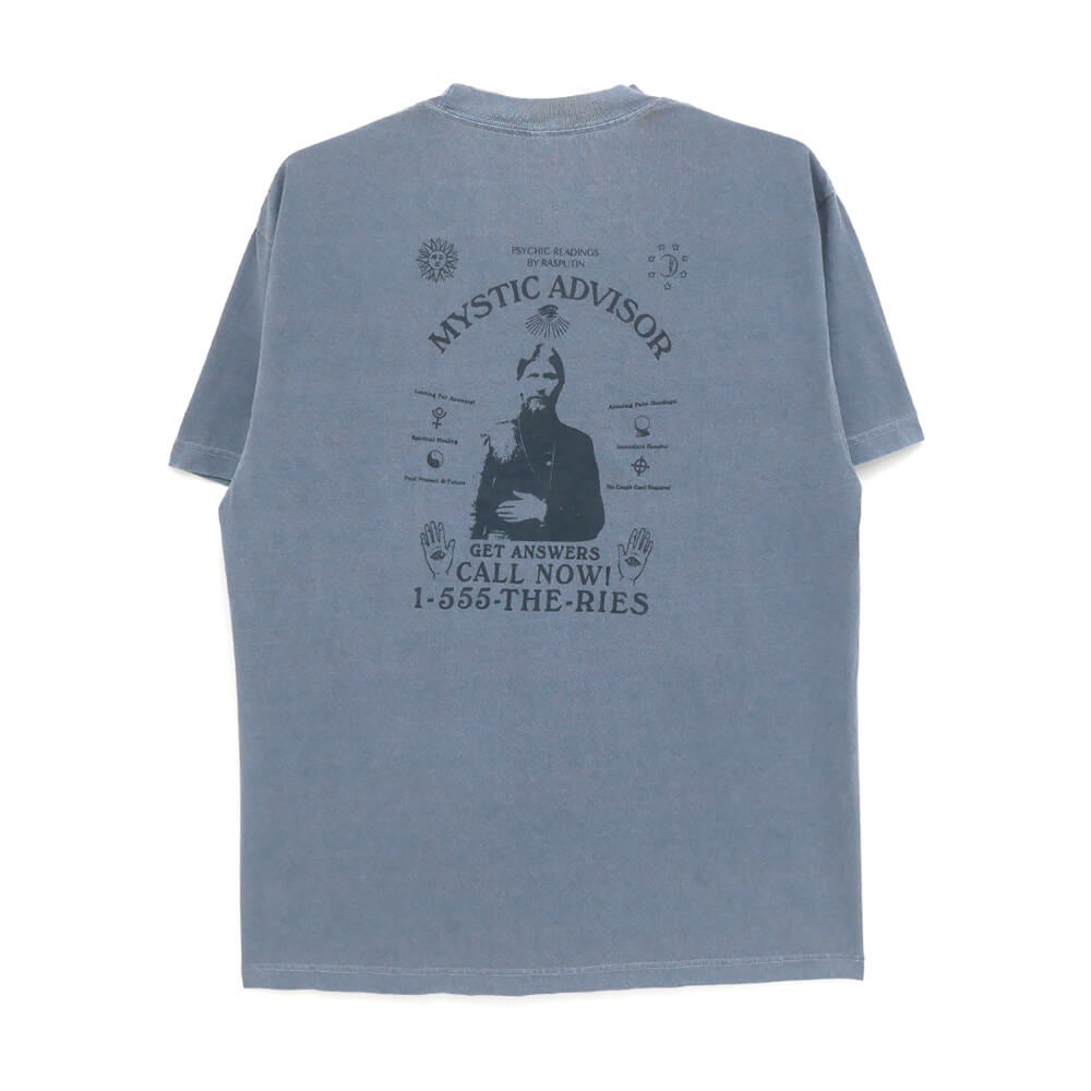 THEORIES T-SHIRT セオリーズ Tシャツ MYSTIC ADVISOR GARMENT DYED WHASHED NAVY スケートボード スケボー 