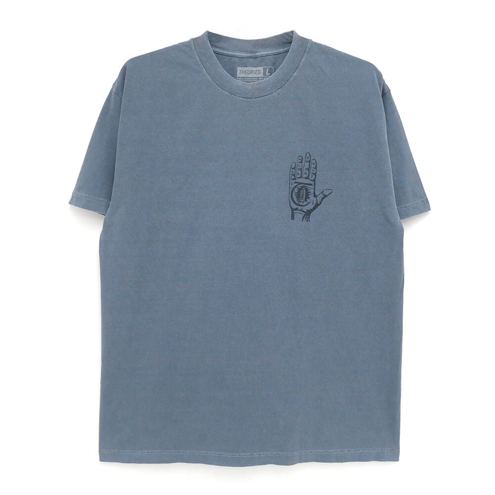 THEORIES T-SHIRT セオリーズ Tシャツ MYSTIC ADVISOR GARMENT DYED WHASHED NAVY スケートボード スケボー 1