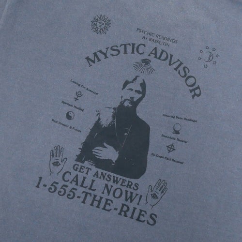 THEORIES T-SHIRT セオリーズ Tシャツ MYSTIC ADVISOR GARMENT DYED WHASHED NAVY スケートボード スケボー 3