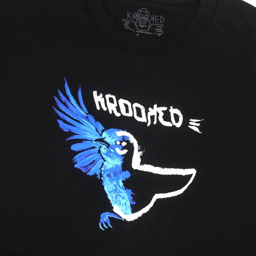 KROOKED T-SHIRT クルキッド Tシャツ BLUE BIRD BLACK スケートボード スケボー 1