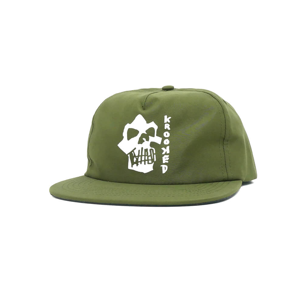 KROOKED CAP クルキッド キャップ SKULLS SNAPBACK OLIVE スケートボード スケボー 