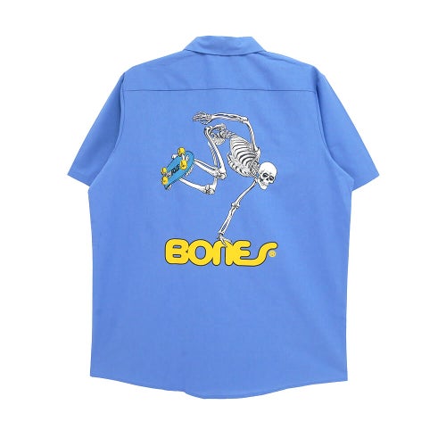 POWELL PERALTA SHORT SLEEVE SHIRTS パウエルペラルタ 半袖シャツ SKATEBOARD SKELETON WORK BLUE スケートボード スケボー 