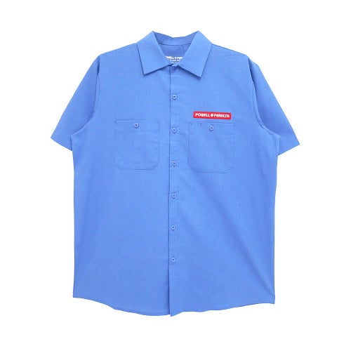 POWELL PERALTA SHORT SLEEVE SHIRTS パウエルペラルタ 半袖シャツ SKATEBOARD SKELETON WORK BLUE スケートボード スケボー 1