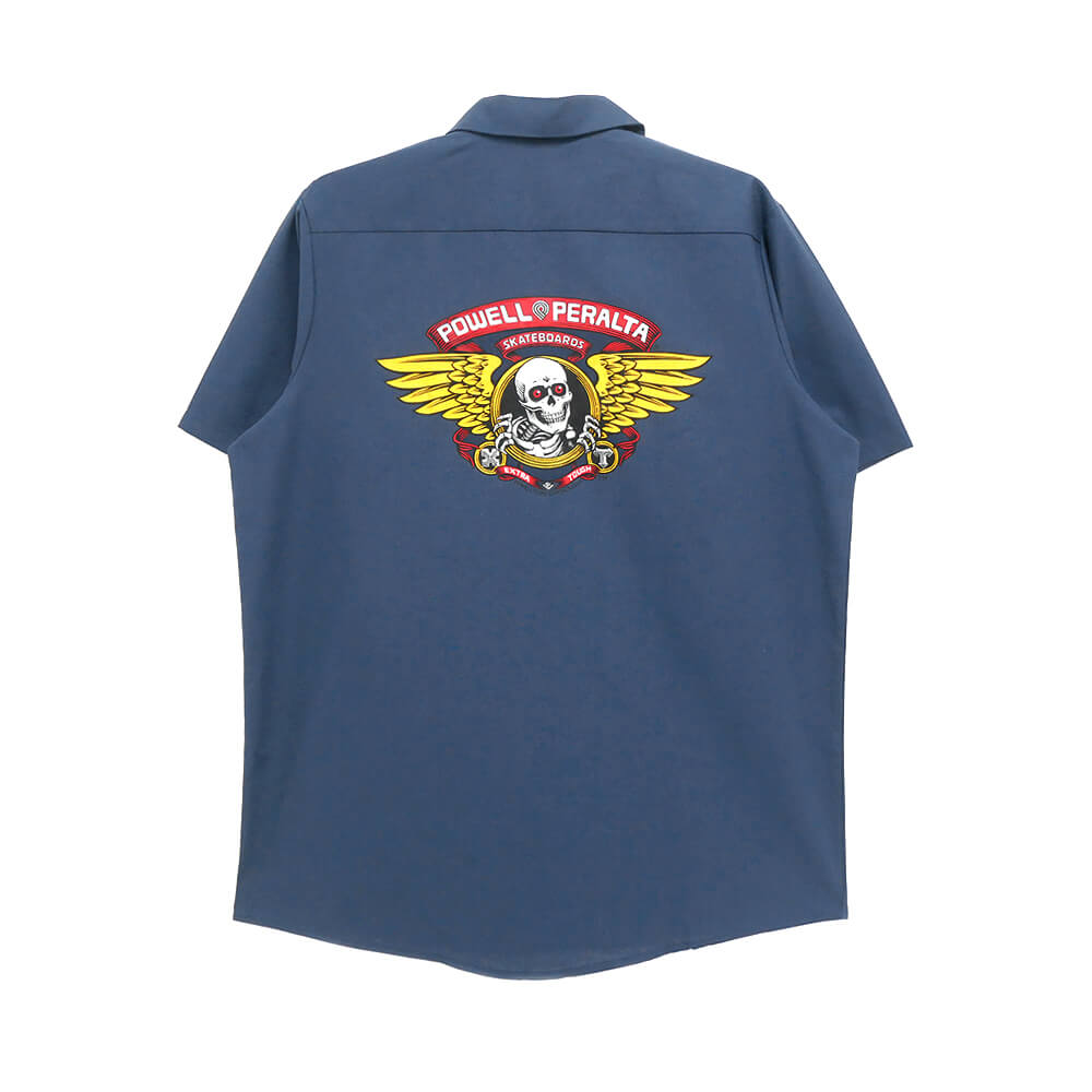 POWELL PERALTA SHORT SLEEVE SHIRTS パウエルペラルタ 半袖シャツ WINGED RIPPER WORK NAVY スケートボード スケボー 