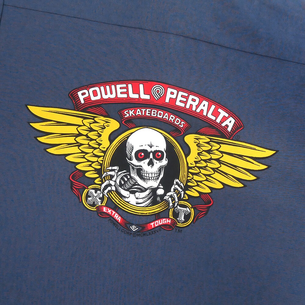 POWELL PERALTA SHORT SLEEVE SHIRTS パウエルペラルタ 半袖シャツ WINGED RIPPER WORK NAVY スケートボード スケボー 5