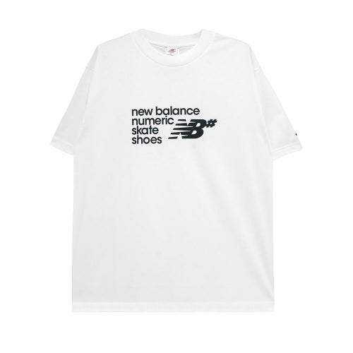 NEW BALANCE NUMERIC T-SHIRT ニューバランス ヌメリック Tシャツ STACKED GRAPHIC WHITE スケートボード スケボー 