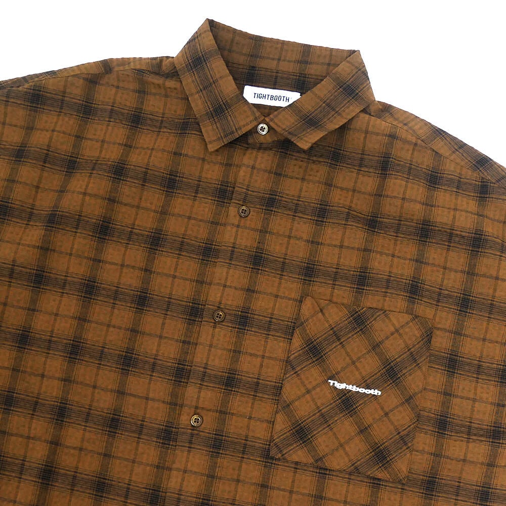 TIGHTBOOTH（TBPR） SHORT SLEEVE SHIRTS タイトブース 半袖シャツ PLAID BROWN スケートボード スケボー 1
