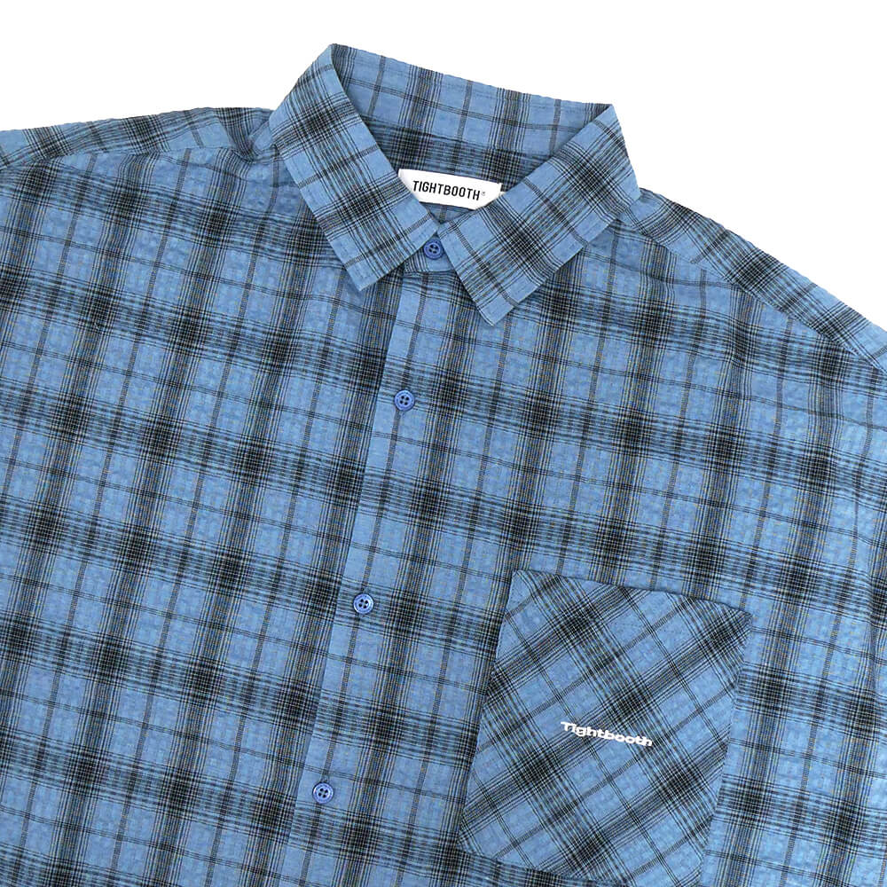 TIGHTBOOTH（TBPR） SHORT SLEEVE SHIRTS タイトブース 半袖シャツ PLAID SAX スケートボード スケボー 1