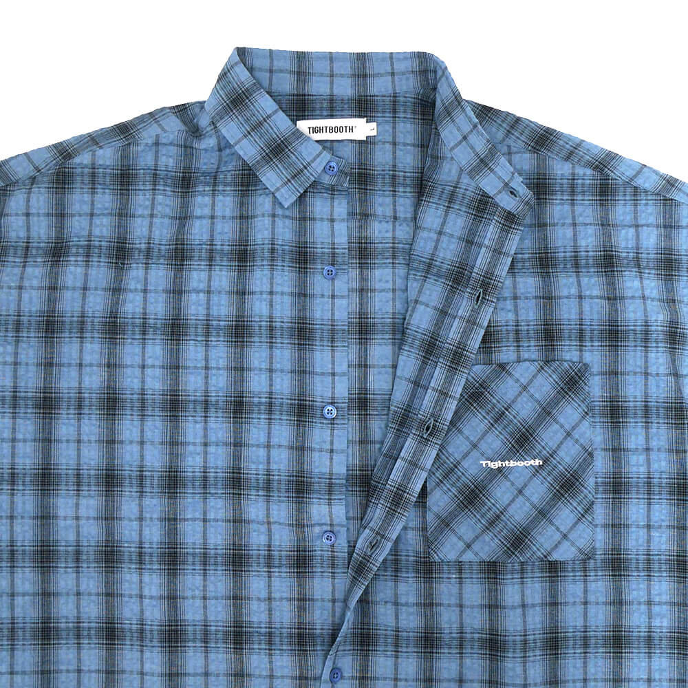 TIGHTBOOTH（TBPR） SHORT SLEEVE SHIRTS タイトブース 半袖シャツ PLAID SAX スケートボード スケボー 3