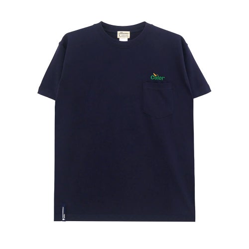 COLOR COMMUNICATIONS T-SHIRT カラーコミュニケーションズ Tシャツ WAWA OWL EMB POCKET NAVY 刺繍ロゴ スケートボード スケボー 
