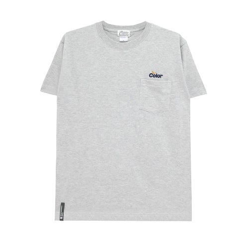 COLOR COMMUNICATIONS T-SHIRT カラーコミュニケーションズ Tシャツ WAWA OWL EMB POCKET ASH 刺繍ロゴ スケートボード スケボー 
