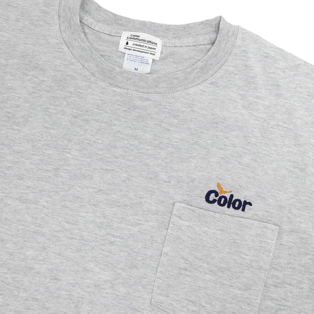 COLOR COMMUNICATIONS T-SHIRT カラーコミュニケーションズ Tシャツ WAWA OWL EMB POCKET ASH 刺繍ロゴ スケートボード スケボー 1
