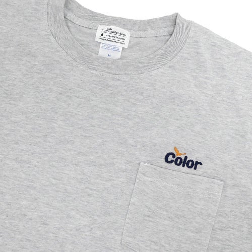 COLOR COMMUNICATIONS T-SHIRT カラーコミュニケーションズ Tシャツ WAWA OWL EMB POCKET ASH 刺繍ロゴ スケートボード スケボー 1