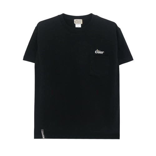 COLOR COMMUNICATIONS T-SHIRT カラーコミュニケーションズ Tシャツ WAWA OWL EMB POCKET BLACK 刺繍ロゴ スケートボード スケボー 