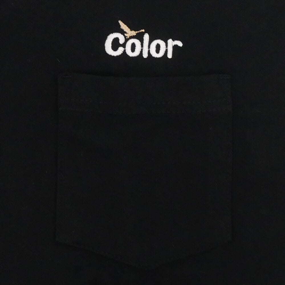 COLOR COMMUNICATIONS T-SHIRT カラーコミュニケーションズ Tシャツ WAWA OWL EMB POCKET BLACK 刺繍ロゴ スケートボード スケボー 2