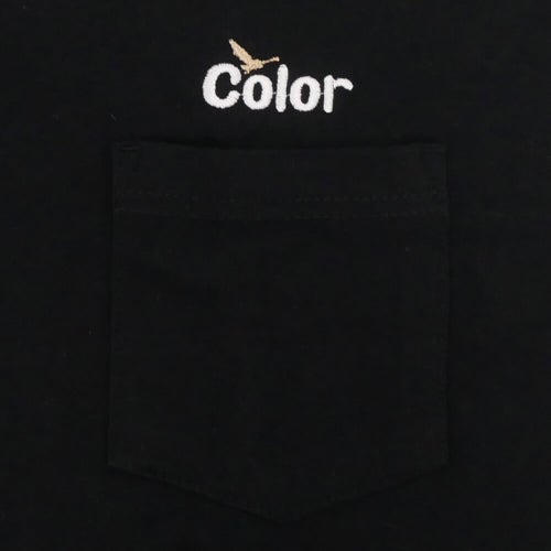 COLOR COMMUNICATIONS T-SHIRT カラーコミュニケーションズ Tシャツ WAWA OWL EMB POCKET BLACK 刺繍ロゴ スケートボード スケボー 2