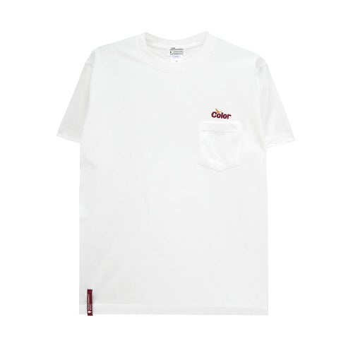 COLOR COMMUNICATIONS T-SHIRT カラーコミュニケーションズ Tシャツ WAWA OWL EMB POCKET WHITE 刺繍ロゴ スケートボード スケボー 