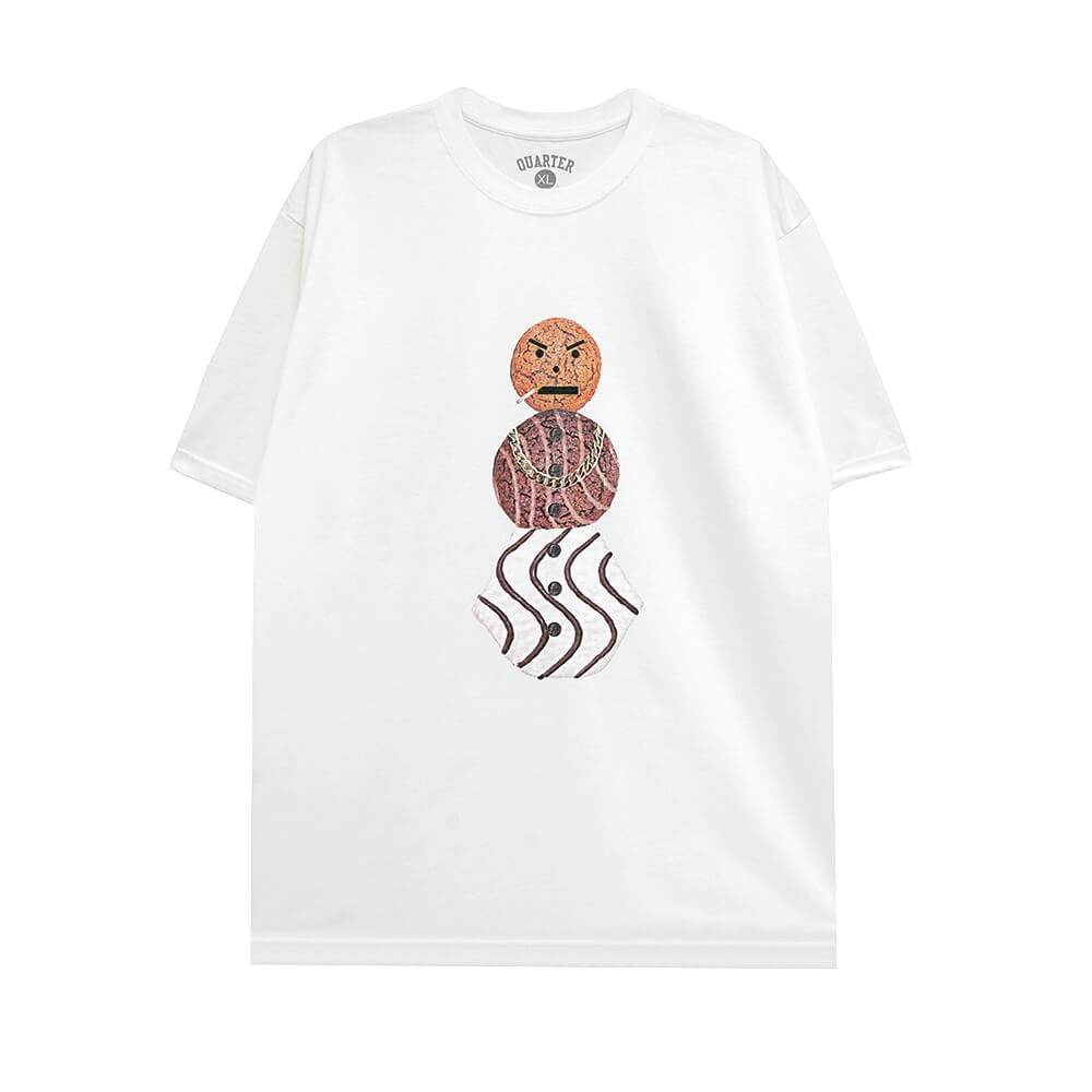 QUARTERSNACKS T-SHIRT クウォータースナックス Tシャツ BIG SNACKMAN WHITE スケートボード スケボー 