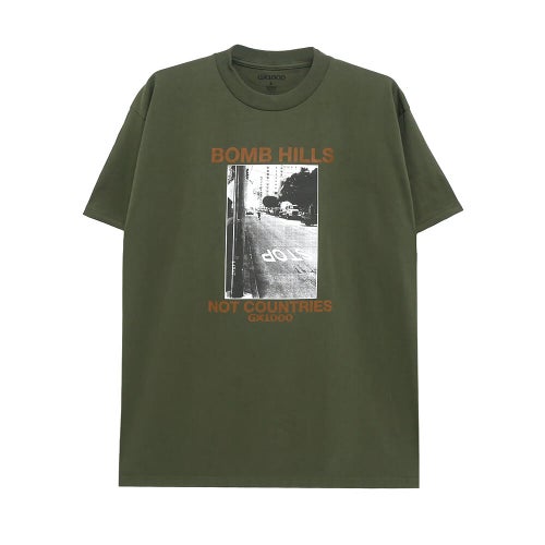 GX1000 T-SHIRT ジーエックス1000 Tシャツ BOMB HILLS NOT COUNTRIES DESERT GREEN/BROWN スケートボード スケボー 