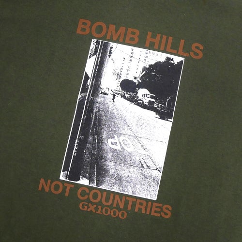 GX1000 T-SHIRT ジーエックス1000 Tシャツ BOMB HILLS NOT COUNTRIES DESERT GREEN/BROWN スケートボード スケボー 1